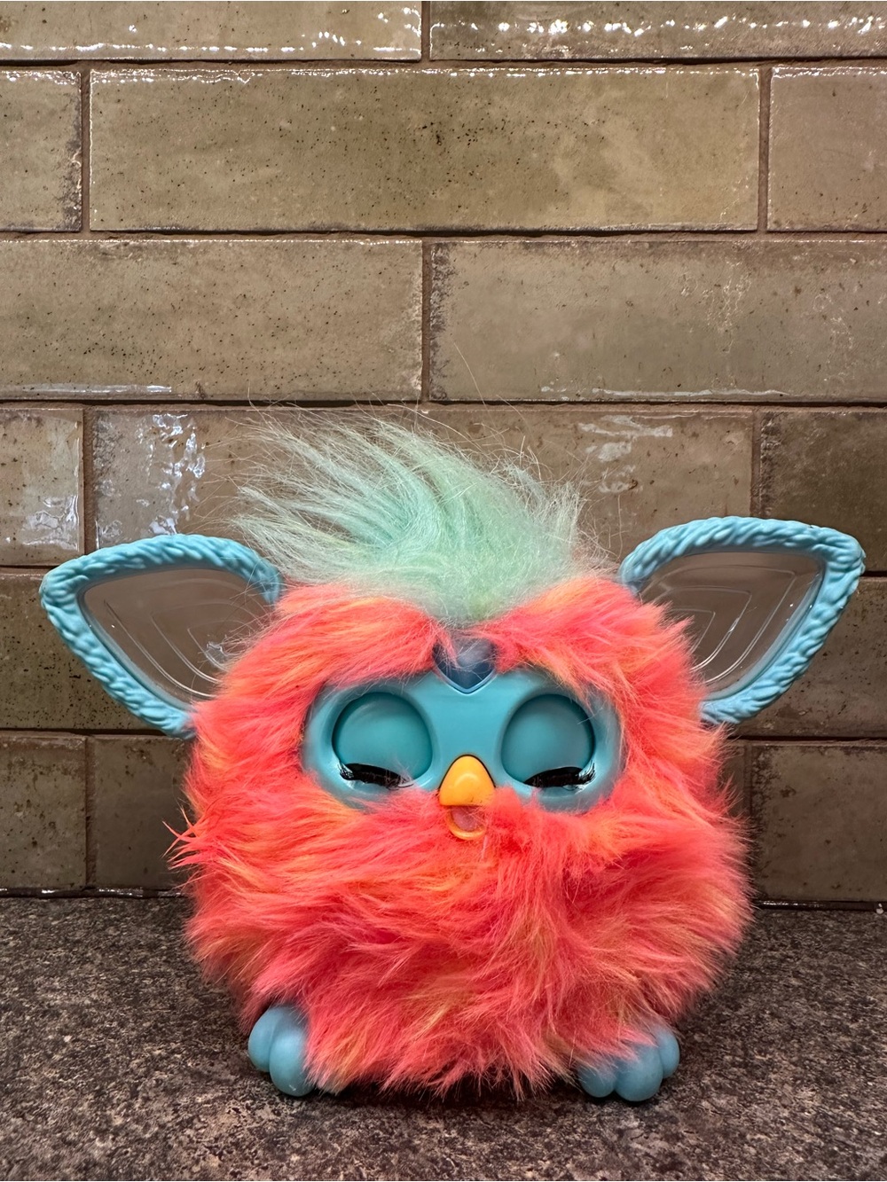 Hasbro 2023 Orange Furby Plush Electronic Pet - Coral Pink & Aqua - Picture 4 of 4